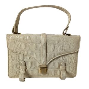 Vintage 50s White Alligator Elaine Shop Diplomat Bar Harbor FL Handbag Purse